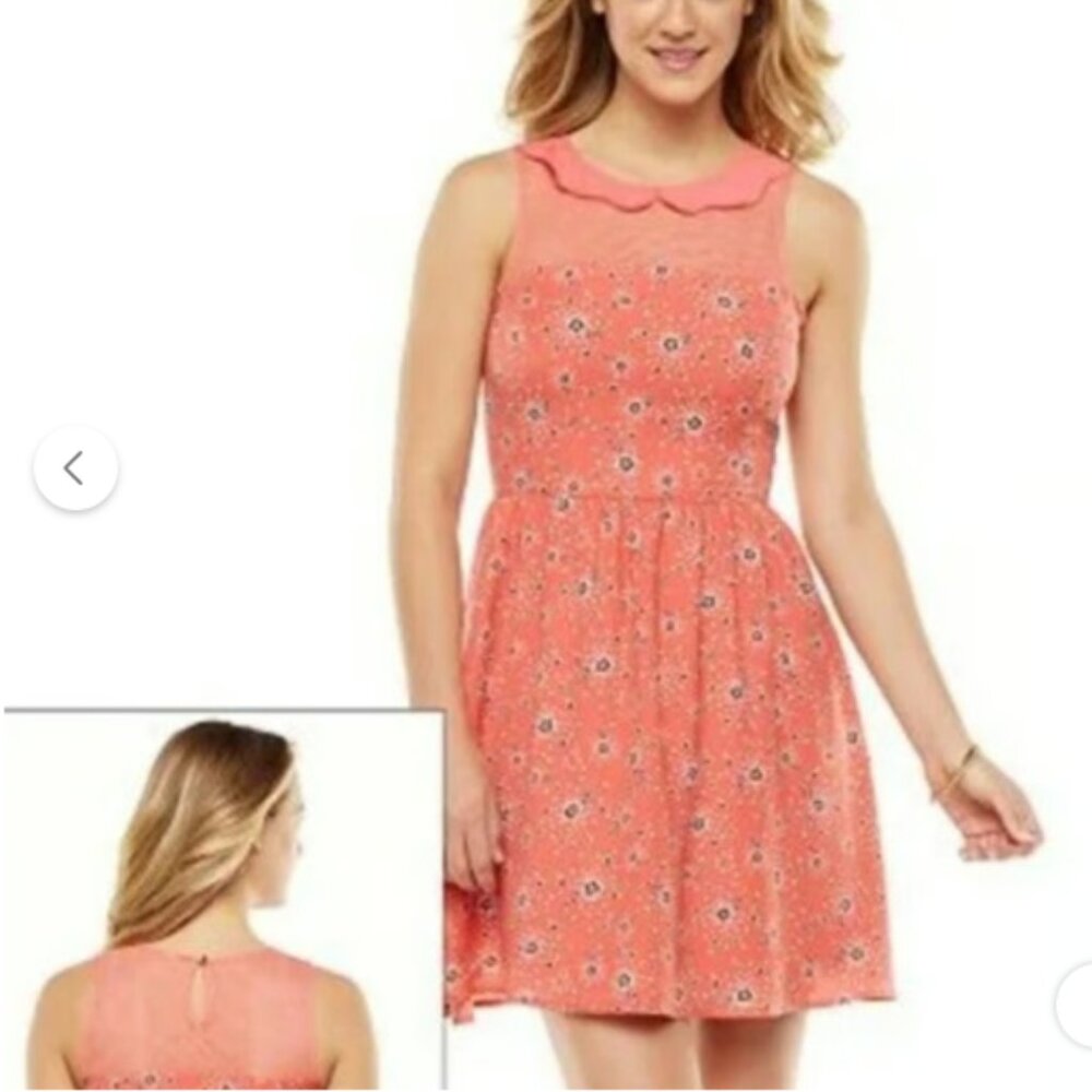 Lauren Conrad Floral Orange Sun Dress Women's Size Small